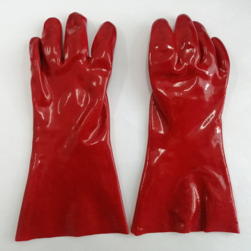 Red pvc coated oil gloves safety working 14 inches