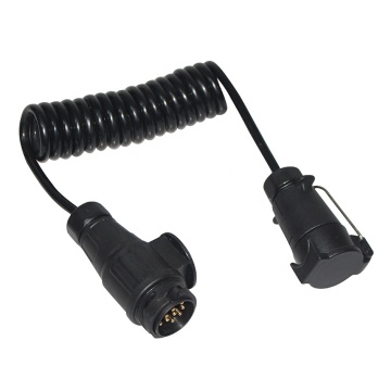 Heavy Duty Coiled Spiral 7 Way Trailer Cable 2m