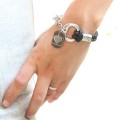 Người đàn ông của kim loại thẻ quyến rũ da bracelet tim mặt dây "Forever Love" Valentine Quà