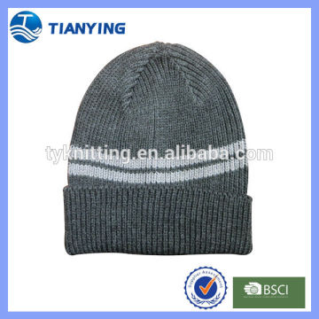 Cheap grey stripe wholesale blank knitted hat