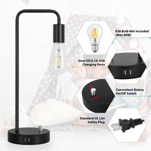 USB Industrial Edison Nightstand Table Table Lampe