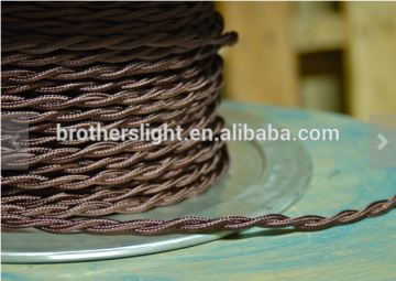 Brown verdrehte Rayon -Stoffdraht, Vintage -Stofflampe, für hängende Anhänger, Ärgerlichter usw.