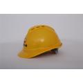 Yellow construction site safety helmet