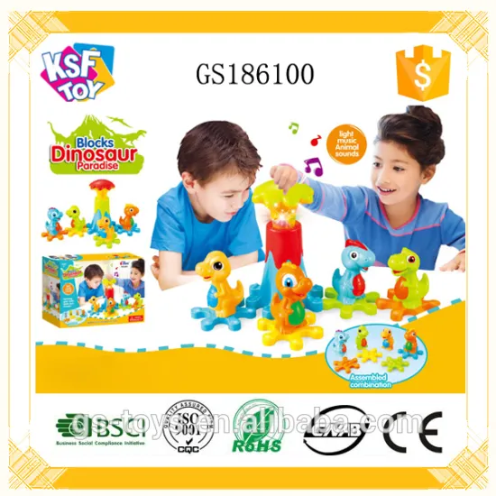 Battery Power DIY Dinosaur Building Blocks With Music Light And Animal Sound