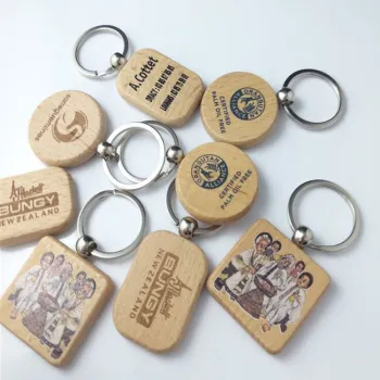 Custom Laser Engraved Name Keychain with Wooden Keyring and UV Digital Print