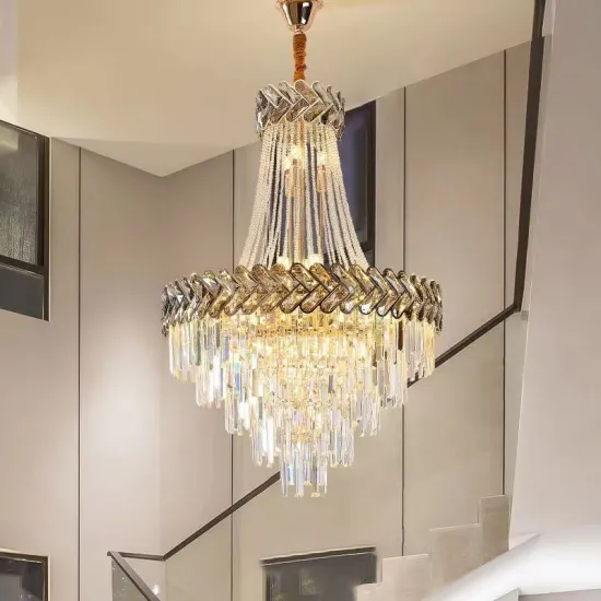 Vintage Gold LED Crystal Chandelier for Hallway and Ceiling