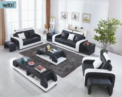 French Style Upholstered Leather Sofa combination