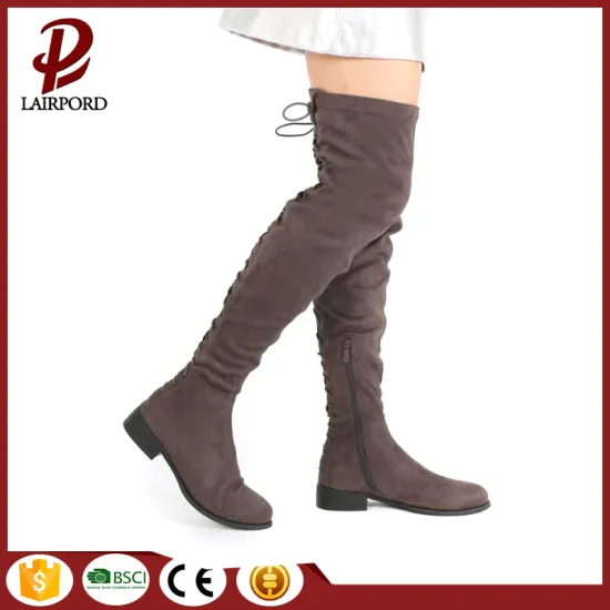 over-knee strap lace flat long winter boots