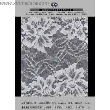 beautiful wide nylon spandex lace for wedding gown