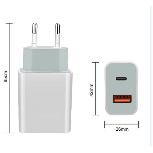 18W 2 포트 QC3.0 및 유형 -C USB 벽 충전기