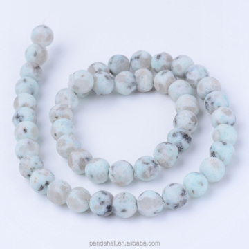 Shop Pandahalls Sammlung von 8 mm gefrosteten runden natürlichen Sesam -Jasper Gemstone Perlen