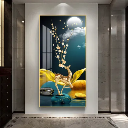 Modern Porch Decorative Art: Canvas Paintings, Elk Art, Wall Décor, Crystal Porcelain, and Gold Accents