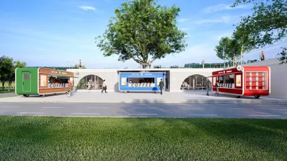 Custom modular mobile coffee trailer for North American