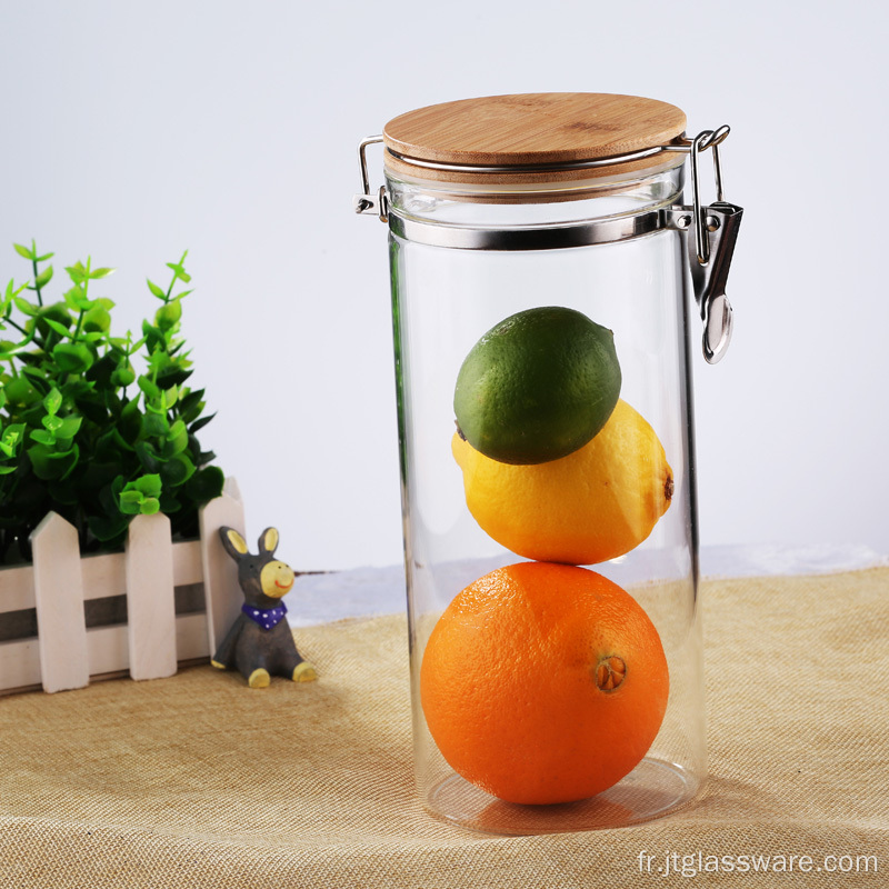 Pots de rangement en verre de cuisine avec couvercle à pince