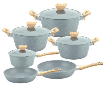 10PCS Nonstick Marble Granite Cookware Set for Induction & Ceramic Cooktops