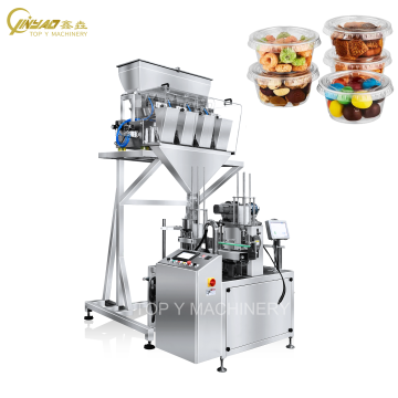 Customized Small Granules Cup Filling Machine with Weigher and Auto Weight Film Sealing Capping