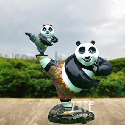 Park garden movie character sculpture resin kung fu panda master shifu raccoon statue