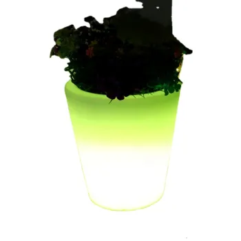 Cute White LED Indoor Smart Garden Mini Led Glow Light Plastic Flowerpot