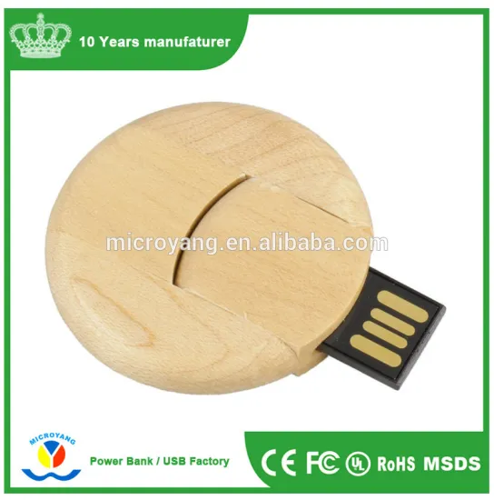 Super Unique Gift Round Wooden USB Bamboo USB 2.0 Flash Drive with Custom Logo