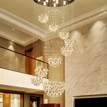 Supper Sales Spiral LED Crystal Hotel Chandelier K9 Lustre Pendant Light