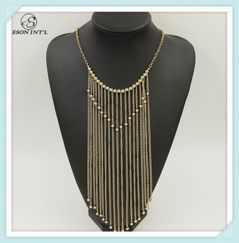 New Style High Qulaity Fashion Womens Gold Long chain Pendant Necklace Alloy Beads Necklace