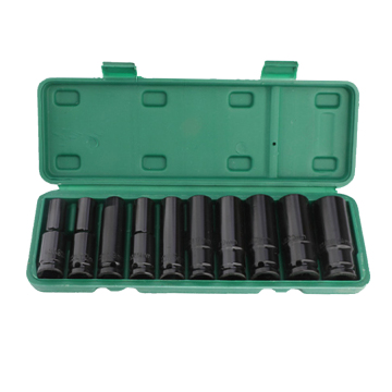 10-Piece 1/2 Inch Drive Deep Metric Garage Tool Set with Wrench Adapter and Impact Sockets