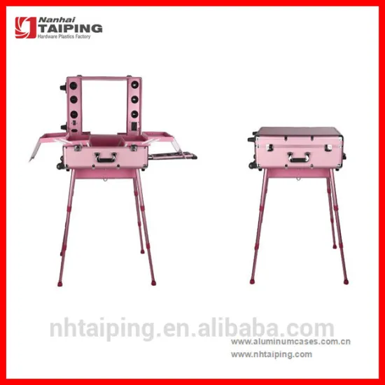 Pink Color Professional Makeup Cases With Lights