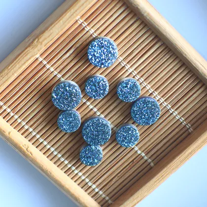 Natural Round Agate Crystal Cluster Violet Blue Crystal