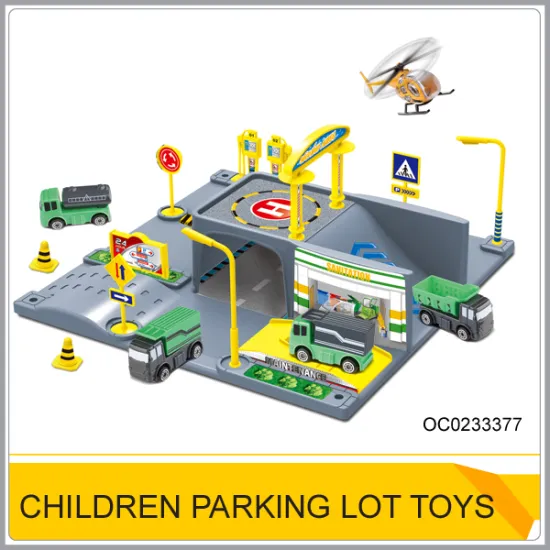 Plastic mini car and plane toy city sanitation series parking toy lot for sale OC0233377