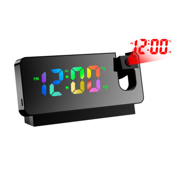 Réveil de bureau multifonctionnel avec température, calendrier, miroir LED et projection numérique