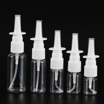 Clear PET Plastic Nasal Spray Bottles - 10ml, 20ml, 30ml Straight Pump Sprayers