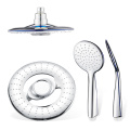 Chrome white ABS 3-function rotation shower head with button control