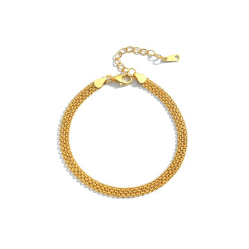 18k oro su argento sterling S925 Bracciale a catena a rete per donne