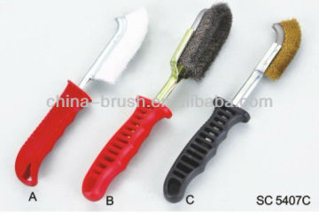 steel wire knife brush with plastic handle for cleaning
