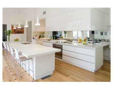 Sparkle White Quartz Countertops for Apartment Kitchens - Solid White Engineered Stone Slabs Cut to Size