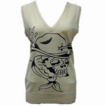 Women's printing vest, made of 100% cotton