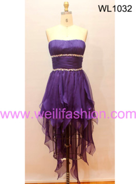 Short Pleated Beading Chiffon Prom Dresses