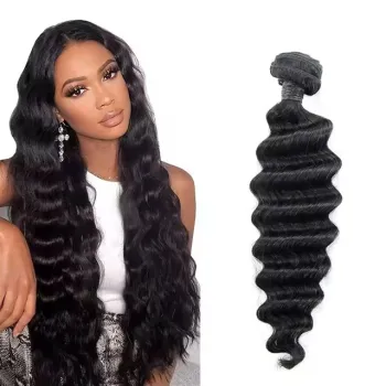 40 Long Inch Deep Wave Bundles with Closure& Bundles With Frontal Remy Brazilian Hair Weave Bundles With Closure