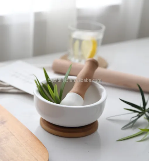 Bamboo-Based Kitchen Set: Garlic Masher, Spice Grinder, Mortar and Pestle, Pill Crusher