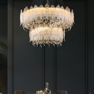 Moderne luxe goudkristallen kroonluchter hanglampen voor hotel