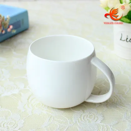 Ceramic Bone China Mug - White Coffee Cup with Logo