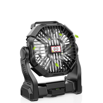 Ventilateur de batterie rechargeable portable avec lumière LED pour le camping et les tentes
