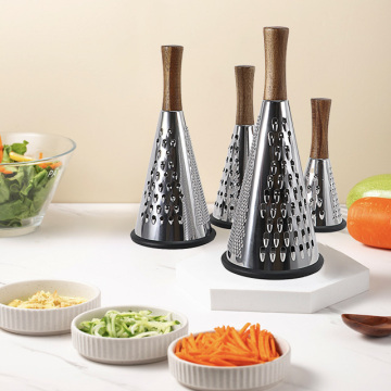 Factory Direct Wood Handle Conical Stainless Steel Vegetable Cheese Grater