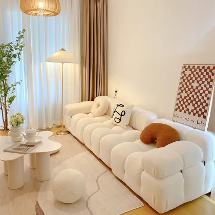 Living Room Sofa Set French Retro Marshmallow Sofa
