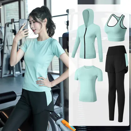 Women's Quick-Dry Yoga Set: Long Sleeve Fitness Coat & Skinny Fit Pants