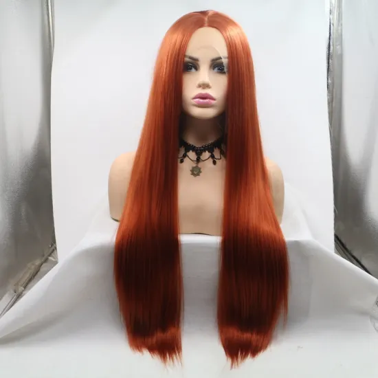 Vigorous mono long red premium high quality straight wholesale black women synthetic hair wigs with lace front