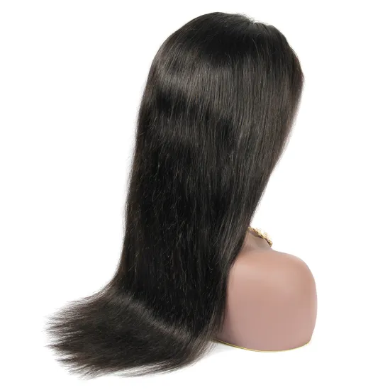 Brazzilian hair wig, Wholesale natural hairline unprocessed virgin hair elastic band long straight hair wig for womens