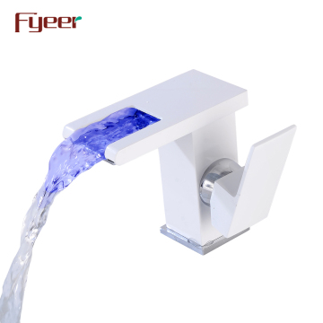 Colorful Waterfall Bathroom LED Faucet - Fyeer White Painted