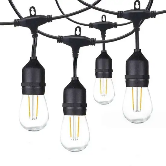 Solar Garden Decorative Light Set: 48FT String Lights with 15 Bulbs - EU & US Plug Compatibility