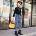 2020 Spring Kids Jeans Girl Solid Jeans For Girls Fashion Bow Girls Jeans Pants Autumn Casual Girls Clothes 6 8 10 12 Year